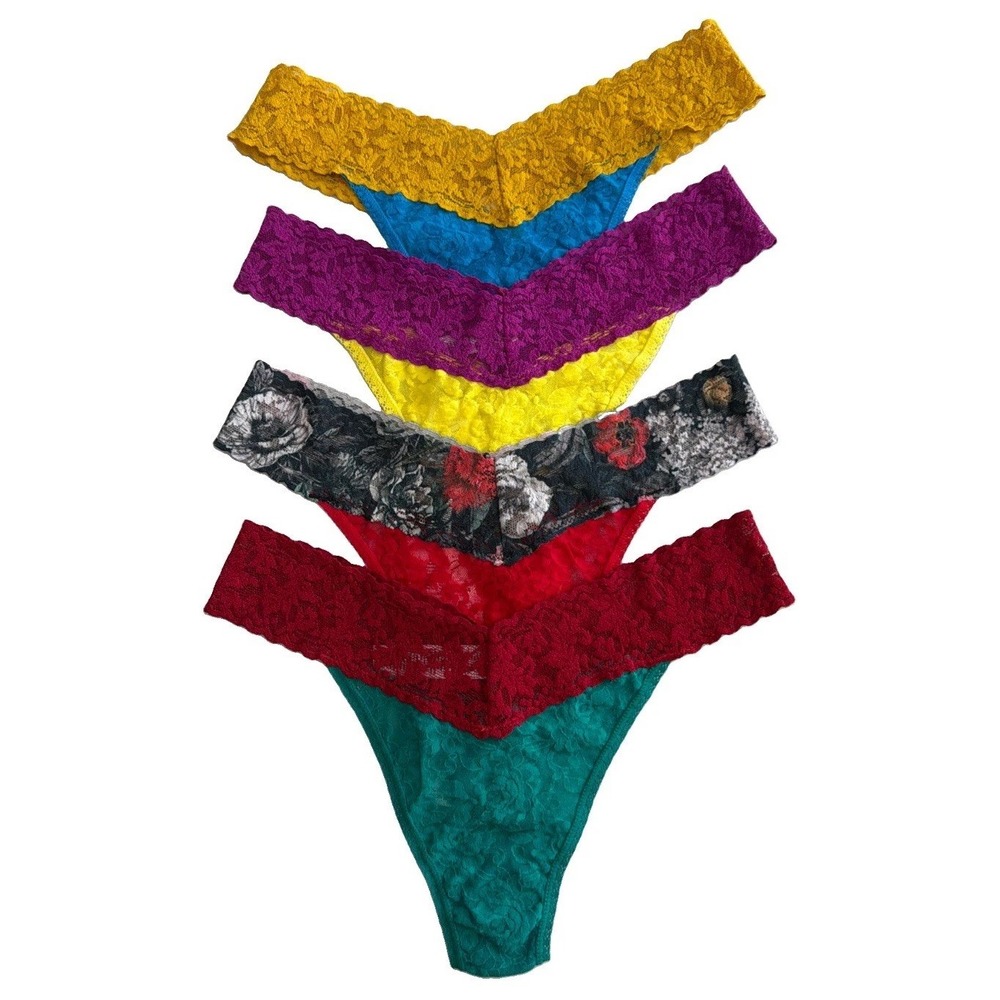 Hanky Panky Signature Lace Original Rise Thong OS One Size 4-14 NWT 4 Pack